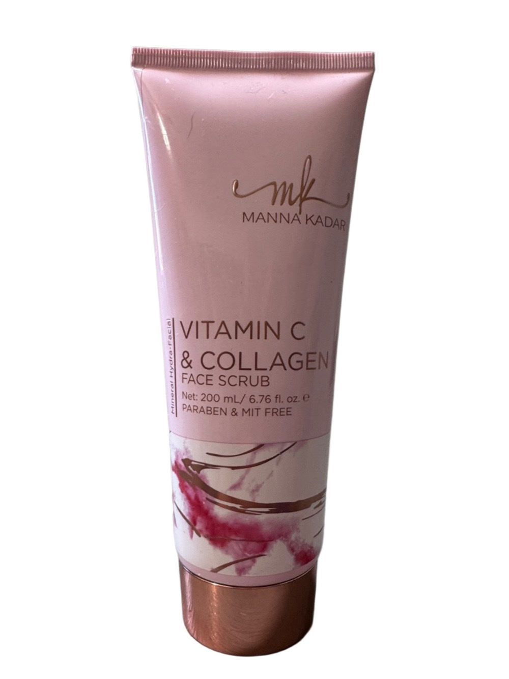 Manna Kadar Pink & Rose-Gold Vitamin C & Collagen Face Scrub 6.76oz New